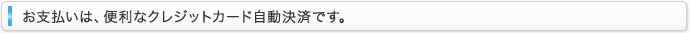 お支払いは、便利なクレジットカード自動決済です。